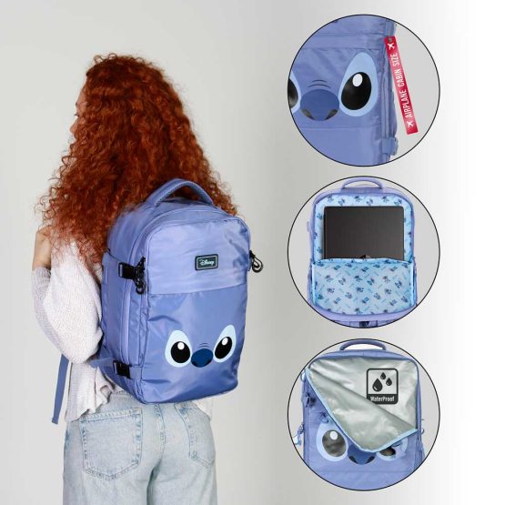 Disney Lilo y Stitch Face Mochila Mercury Viaje Cabina Avión 40x20x25cm, Azul 07962 - Imagen 4