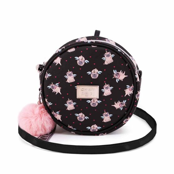 Oh My Pop Pug Bolso Redondo, Negro 37755