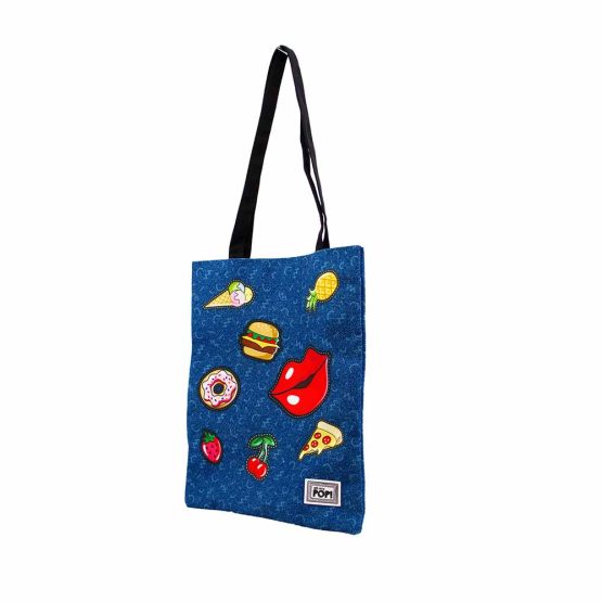 Oh My Pop Patches Bolsa de la Compra Shopping Bag, Azul Oscuro 02522 - Imagen 2