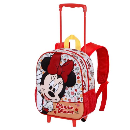 Disney Minnie Mouse Flowered Mochila 3D con Ruedas Pequeña, Rojo 08163