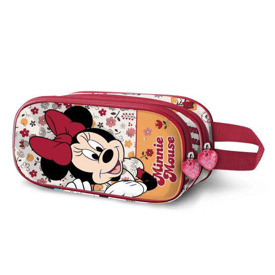 Disney Minnie Mouse Flowered Estuche Portatodo 3D Doble, Rojo 08165